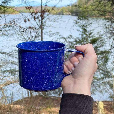 Darware Enamel Camping Coffee Mugs (Set of 4, 16oz, Blue); Metal Cups for Hiking, Travel, Fishing, Picnics, and Hunting; Lightweight and Portable Image 1