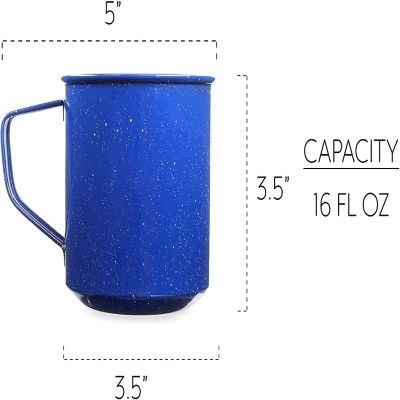 Darware Enamel Camping Coffee Mugs (Set of 4, 16oz, Blue); Metal Cups for Hiking, Travel, Fishing, Picnics, and Hunting; Lightweight and Portable Image 2