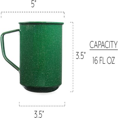 Darware Enamel Camping Coffee Mugs (Set of 4, 16oz, Green); Metal Cups for Hiking, Travel, Fishing, Picnics, and Hunting; Lightweight and Portable Image 2