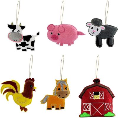 Darware Farm Animal Decorations Set (6-Piece Set); Plush Craft and Holiday Ornaments with Baby Farm Animals Image 1