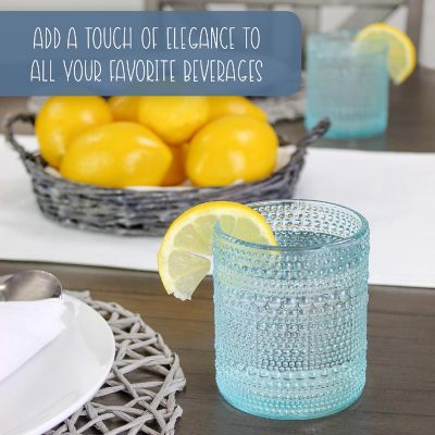 Darware Hobnail Drinking Glasses (12oz, 6pk, Blue); Old-Fashioned Beverage Glasses for Tabletop, and Bar Use and Candle Jars Image 1