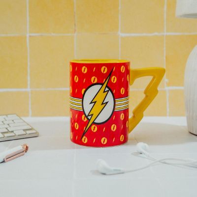 DC Comics The Flash Logo Ceramic Mug With Lightning Bolt Handle  Holds 20 Ounce Image 2