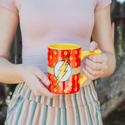 DC Comics The Flash Logo Ceramic Mug With Lightning Bolt Handle  Holds 20 Ounce Image 3