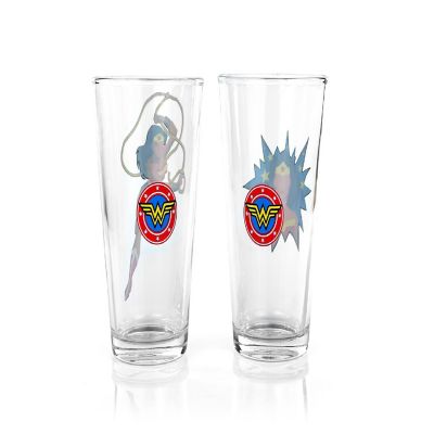 DC Wonder Woman Pint Glass Set  Two Action Packed 16-Ounce Cups  Set Of 2 Image 1