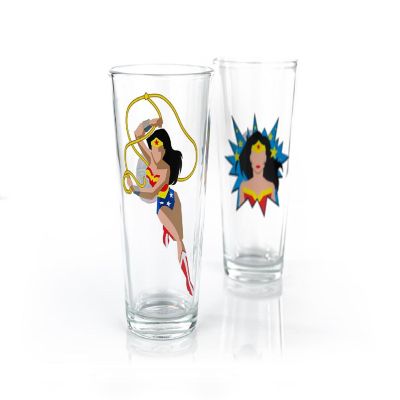DC Wonder Woman Pint Glass Set  Two Action Packed 16-Ounce Cups  Set Of 2 Image 2