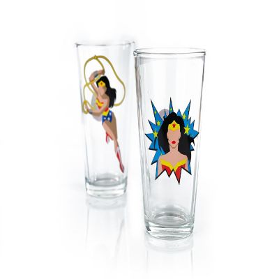 DC Wonder Woman Pint Glass Set  Two Action Packed 16-Ounce Cups  Set Of 2 Image 3