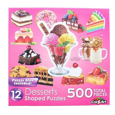 Dessert Delights  12 Mini Shaped Jigsaw Puzzles  500 Color Coded Pieces Image 1