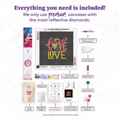 Diamond Art Club - "Love Is Love" DIY Diamond Painting Kit <br/>Round Drills, 13" x 13" Image 2