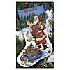 Dimensions Counted Cross Stitch Kit 16" Long-Checking His List Stocking (14 Count) Image 1