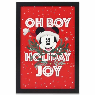 Disney 1x1 Disney Mickey Mouse Oh Boy Holiday Joy Christmas Framed Wood Wall Decor Image 1