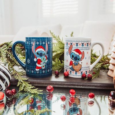 Disney Lilo & Stitch Holiday Sweaters Ceramic Mugs  Set of 2 Image 1