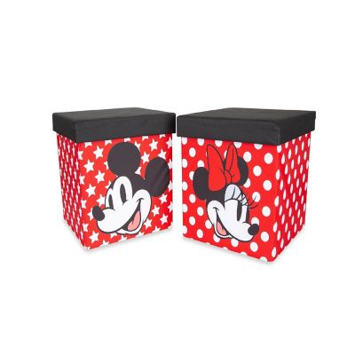 Disney Mickey & Minnie 15-Inch Storage Bin Cube Organizers with Lids  Set of 2 Image 1