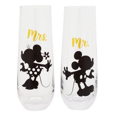 Disney Mickey and Minnie 9-Ounce Stemless Fluted Glassware  Set of 2 Image 1