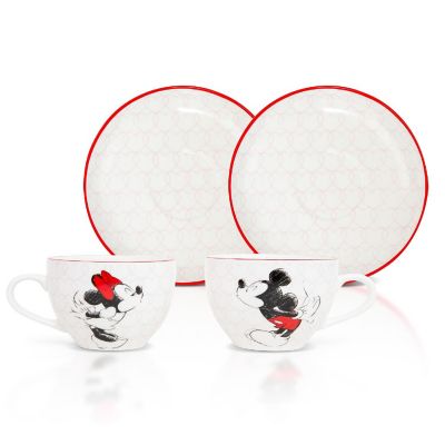 Disney Mickey and Minnie Bone China Teacup and Saucer  Set of 2 Image 1