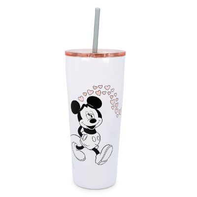 Disney Minnie and Mickey Kiss Hearts 22 Ounce Stainless Steel Tumbler Image 1