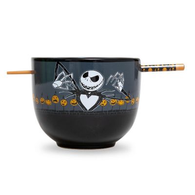 Disney Nightmare Before Christmas Scary Jack 20-Ounce Ramen Bowl With Chopsticks Image 1
