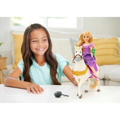Disney Princess Rapunzel Doll with Maximus Horse, Pascal Figure, Brush and Riding Accessories Image 2