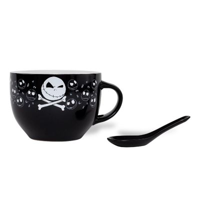 Disney The Nightmare Before Christmas Cross Bones Ceramic Soup Mug With Spoon Image 2