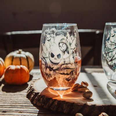 Disney The Nightmare Before Christmas Ink Blot Stemless Wine Glasses  Set of 2 Image 2