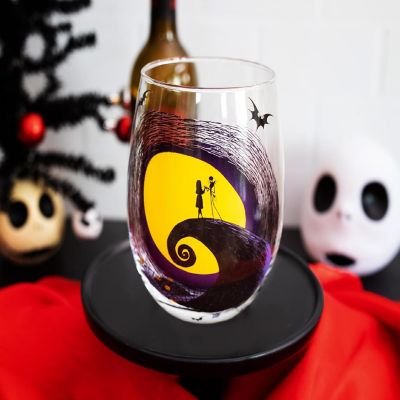 Disney The Nightmare Before Christmas Jack & Sally on Spiral Hill Stemless Glass Image 2