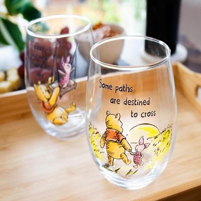 Disney Winnie The Pooh Quotes Stemless Wine Glass Set  Each Holds 20 Ounces Image 3