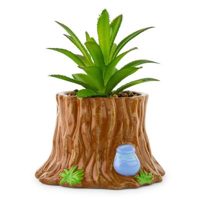 Disney Winnie the Pooh Tree Stump 5-Inch Planter With Artificial Succulent Image 1