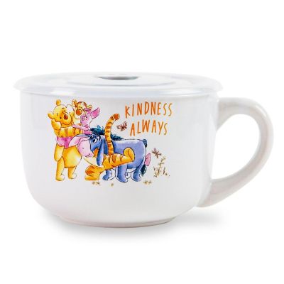 Disney Winnie The Pooh "We Are Family" Ceramic Soup Mug With Lid  24 Ounces Image 1