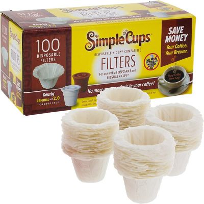 Disposable Paper Coffee Filters 100 count - Compatible with Keurig, K-Cup machines & other Single Serve Coffee Brewer Reusable K Cups - Use Your Own Coffee & Ma Image 1
