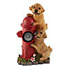 Dogs And Fire Hydrant Solar Statue 7.25X5X12" Image 1