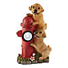 Dogs And Fire Hydrant Solar Statue 7.25X5X12" Image 1