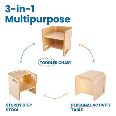 ECR4Kids Bentwood Multipurpose Cube Chair, Kids Furniture, Natural Image 2