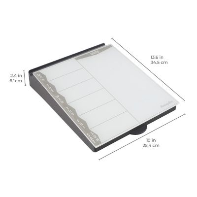 ECR4Kids MessageStor Dry-Erase Glass Board Memo Station, Desk Organizer, Grey Image 1