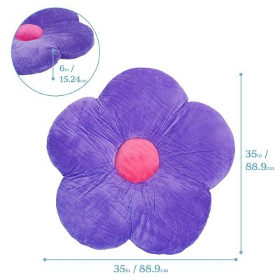 ECR4Kids SoftZone Flower Floor Pillow, Seating Cushion, Purple Image 1