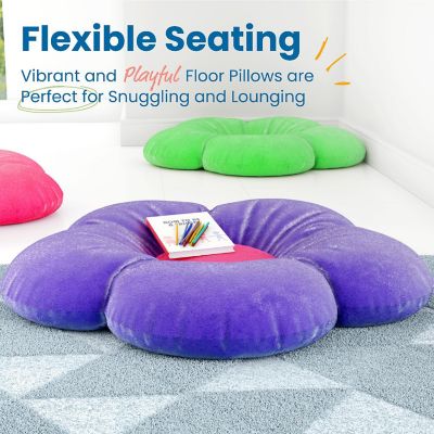 ECR4Kids SoftZone Flower Floor Pillow, Seating Cushion, Purple Image 2