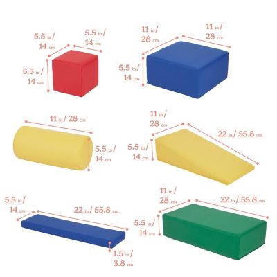 ECR4Kids SoftZone Soft Builder Blocks, Foam Shapes, Assorted, 16-Piece Image 1