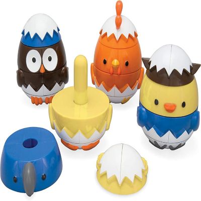 Egg Stacking & Sorting Toys, Mix & Match Educational Hatching Animal Eggs 4 pk - Owl, Duck Chicken Bluejay - Fun for Toddlers and Kids Image 3