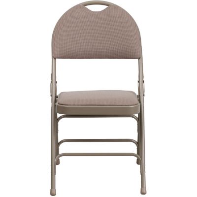 Emma + Oliver 4 Pack Easy-Carry Beige Fabric Metal Folding Chair Image 1