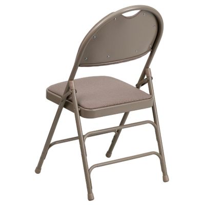 Emma + Oliver 4 Pack Easy-Carry Beige Fabric Metal Folding Chair Image 2