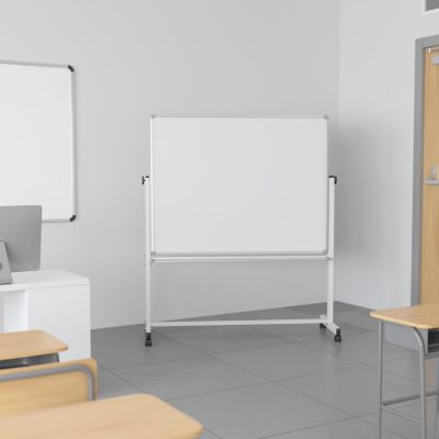 Emma + Oliver 53"W x 62.5"H Double-Sided Mobile White Board with Pen Tray Image 1