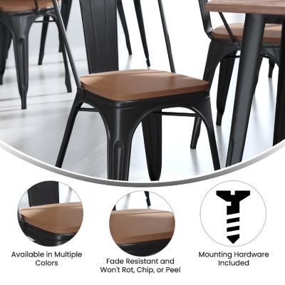 Emma + Oliver Carew All-Weather Polyresin Seat - Teak Finish - Attaches in 10 Minutes or Less with Included Hardware - Set of 4 Image 3