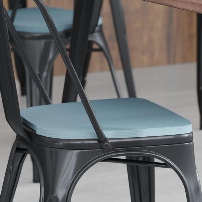 Emma + Oliver Carew All-Weather Polyresin Seat - Teal Finish - Attaches in 10 Minutes or Less with Included Hardware - Set of 4 Image 1