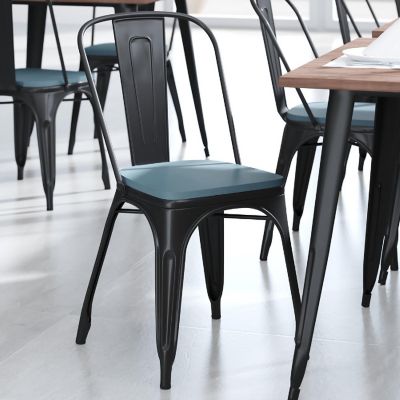 Emma + Oliver Carew All-Weather Polyresin Seat - Teal Finish - Attaches in 10 Minutes or Less with Included Hardware - Set of 4 Image 2