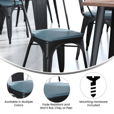 Emma + Oliver Carew All-Weather Polyresin Seat - Teal Finish - Attaches in 10 Minutes or Less with Included Hardware - Set of 4 Image 3