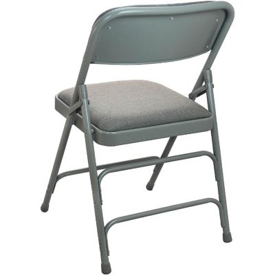 Emma + Oliver Grey Padded Metal Folding Chair - Grey 1-in Fabric Seat Image 1