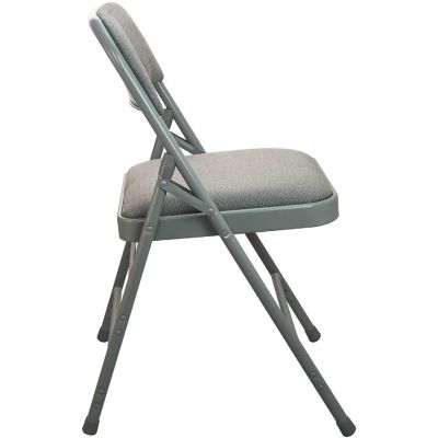 Emma + Oliver Grey Padded Metal Folding Chair - Grey 1-in Fabric Seat Image 2