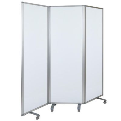 Emma + Oliver Mobile Magnetic Whiteboard 3 Section Partition with Locking Casters, 72"H x 24"W Image 1