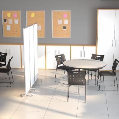 Emma + Oliver Mobile Magnetic Whiteboard 3 Section Partition with Locking Casters, 72"H x 24"W Image 1