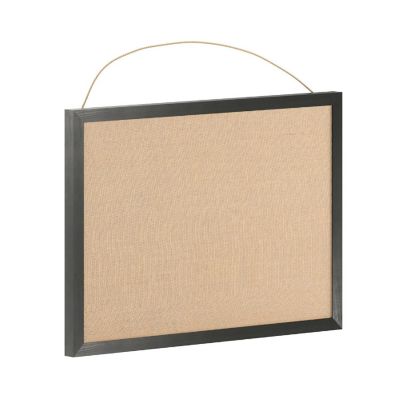 Emma + Oliver Wall Mount Linen Board with Solid Pine Frame and Wooden Push Pins, 20" x 30", Black Image 1