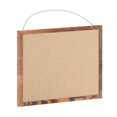 Emma + Oliver Wall Mount Linen Board with Solid Pine Frame and Wooden Push Pins, 20" x 30", Torched Brown Image 1