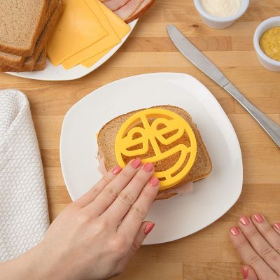 Emoji Sandwich Cutters - 4 Pack Set for DIY Bread Shapes, Pancakes, Cookies & More, Decruster is BPA Free & Suitable for Kids, Cute Back for Back to School, Eas Image 3